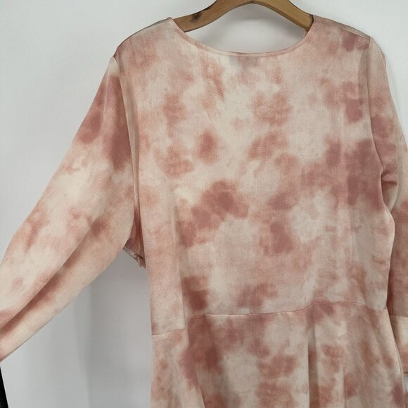 Vince Camuto women's blouse top V-neck peach tie-dye size 1X plus long sleeve - Picture 11 of 12